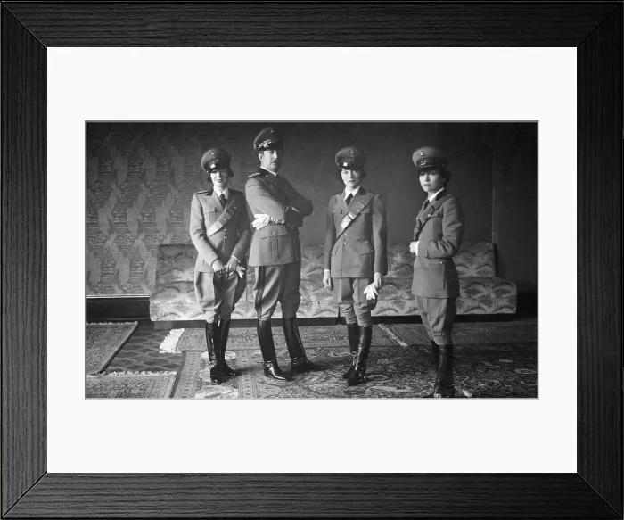 Framed Print : King Zog with His Three Sisters in Uniform Framed Print : King Zog with His Three Sisters in Uniform