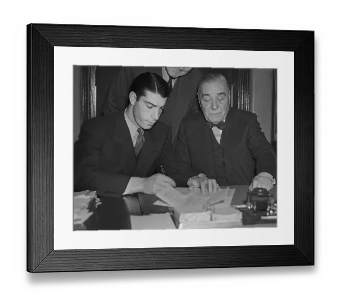 Framed Print : Joe DiMaggio Signing His Contract Framed Print : Joe DiMaggio Signing His Contract