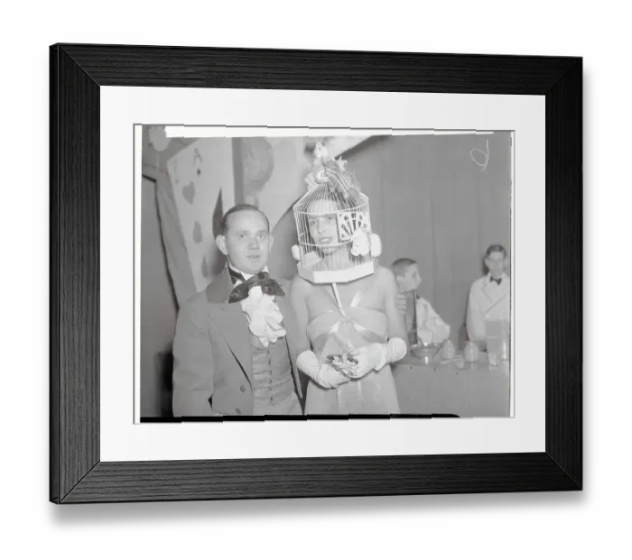 Framed Print : Socialite Priscilla Weld at Modern Arts Ball in Unusual Hat