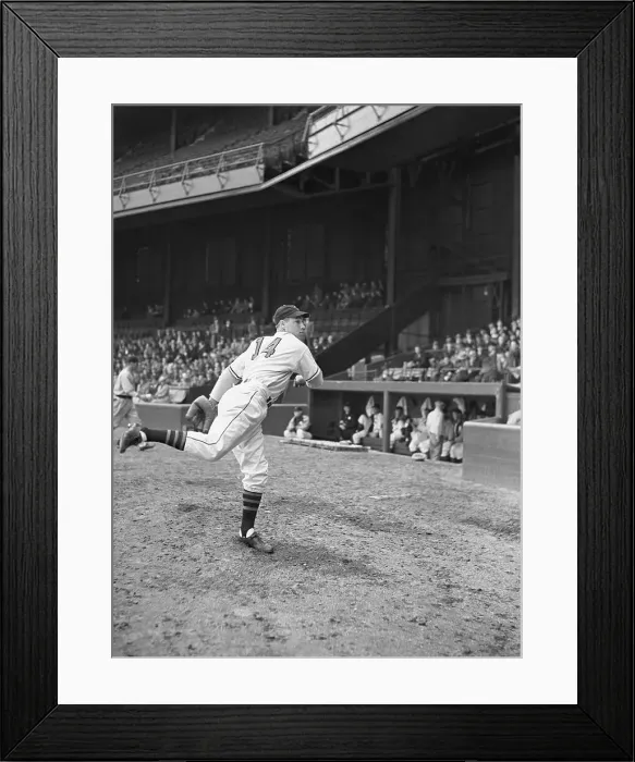Framed Print : Pitcher Bob Feller Warming Up During Game