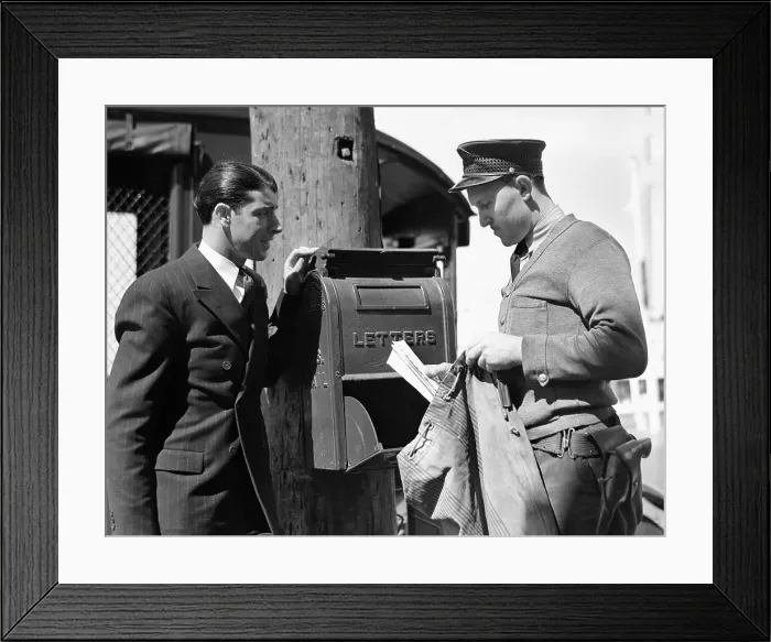 Framed Print : Baseball Player Joe DiMaggio with Mail Carrier Framed Print : Baseball Player Joe DiMaggio with Mail Carrier