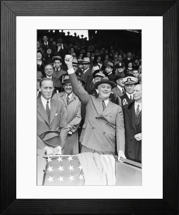 Framed Print : FDR Prepares to Throw First Pitch of Season Framed Print : FDR Prepares to Throw First Pitch of Season