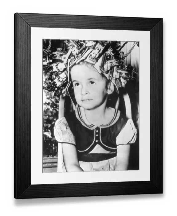 Framed Print : 4-Year-Old Getting Hair Permed Framed Print : 4-Year-Old Getting Hair Permed