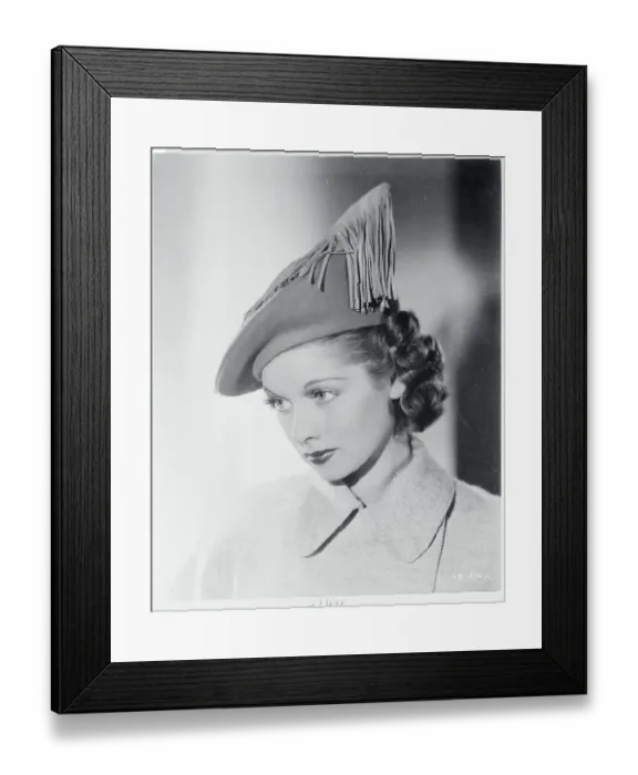 Framed Print : Lucille Ball Modeling Prince Charming Style Hat Framed Print : Lucille Ball Modeling Prince Charming Style Hat