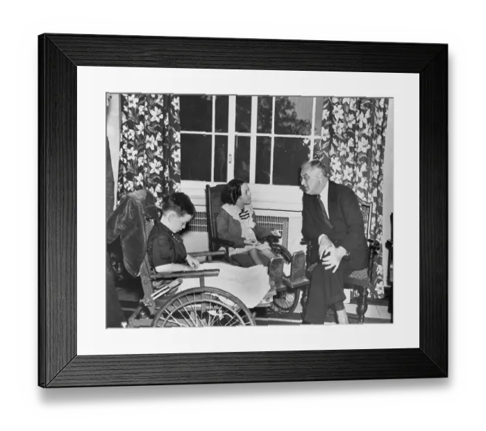 Framed Print : Roosevelt Talking to Disabled Children Framed Print : Roosevelt Talking to Disabled Children