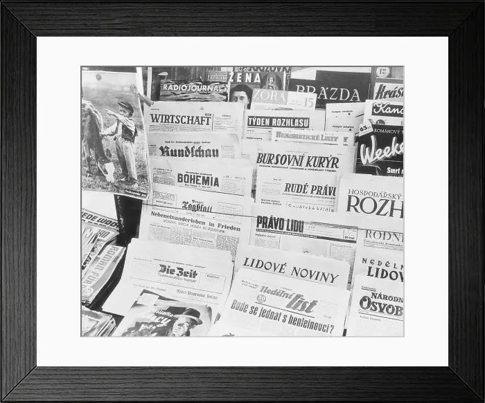 Framed Print : Newsstand W / German-Czech Newspapers Framed Print : Newsstand W / German-Czech Newspapers
