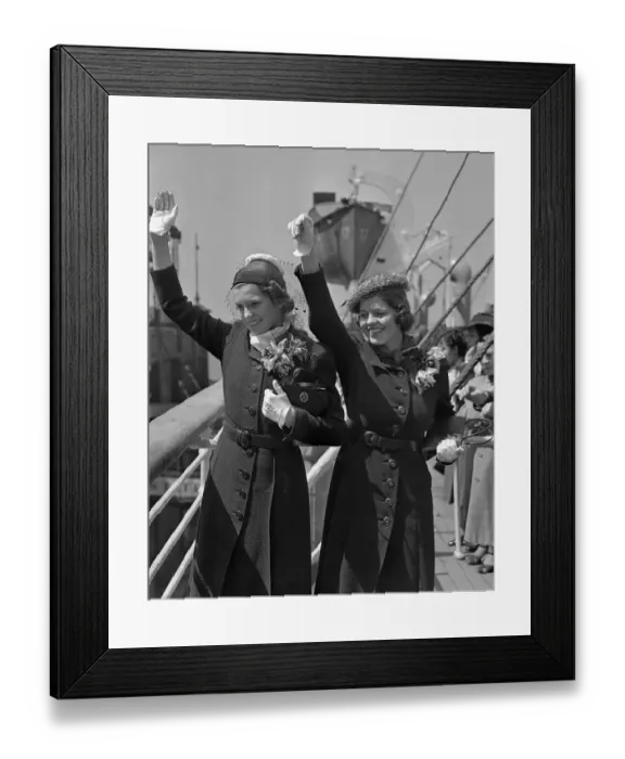 Framed Print : Eunice and Rosemary Kennedy Waving Framed Print : Eunice and Rosemary Kennedy Waving