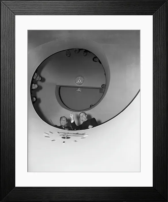 Framed Print : Walter Gropius and Moholy-Nagy on Circular Stairs