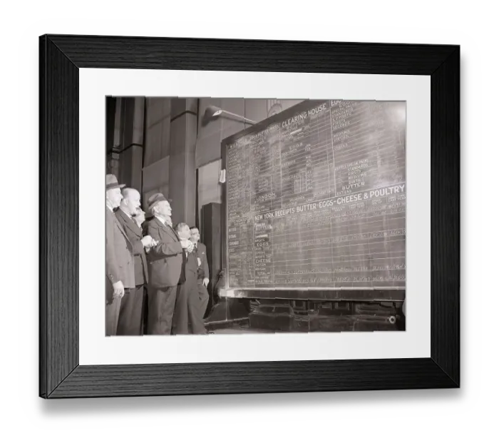 Framed Print : Exchange Traders Look at Board Framed Print : Exchange Traders Look at Board