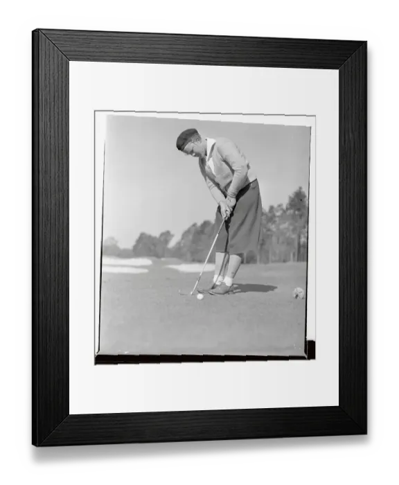 Framed Print : Patty Berg Putting on Golf Course