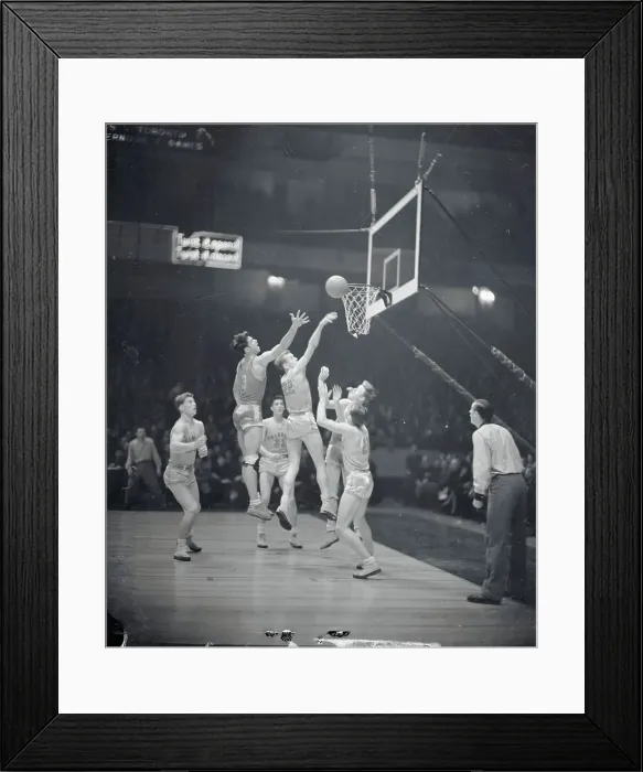 Framed Print : Don Henderson and Jack Harvey Vying for Basketball Framed Print : Don Henderson and Jack Harvey Vying for Basketball