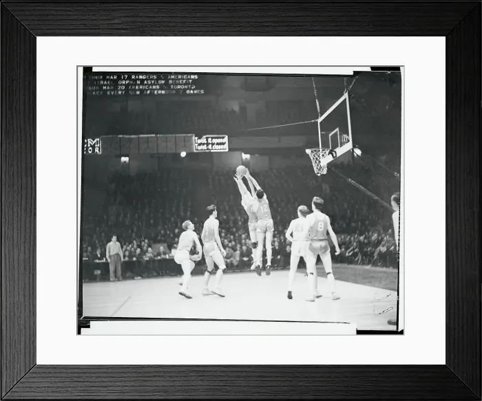 Framed Print : Basketball Players Jumping for Ball Framed Print : Basketball Players Jumping for Ball