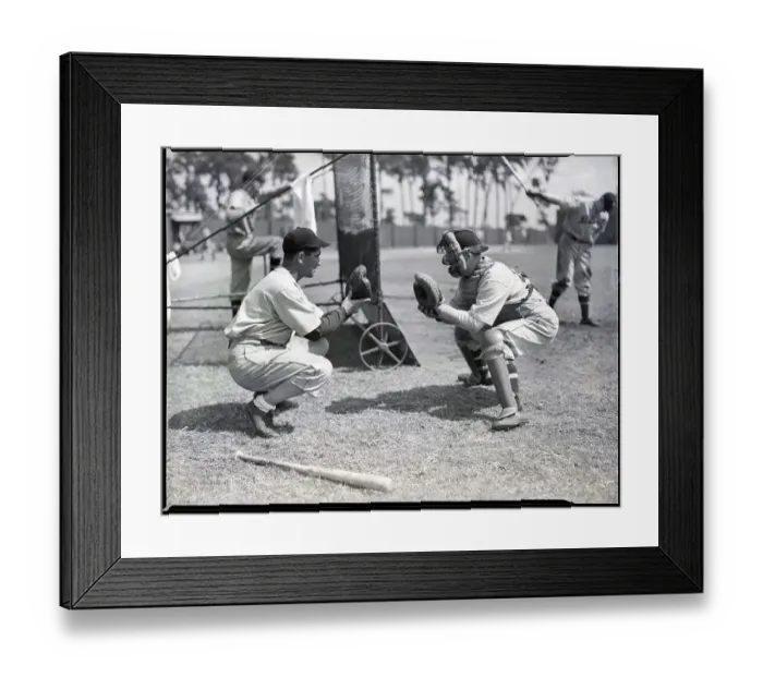 Framed Print : Mickey Cochrane Gives Catcher Some Tips