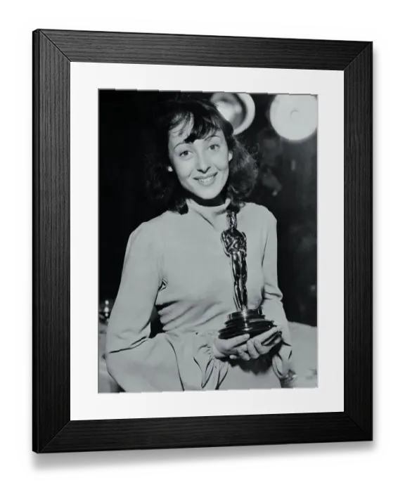 Framed Print : Luise Rainer Holding an Academy Award Framed Print : Luise Rainer Holding an Academy Award