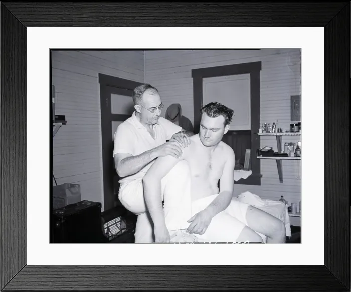 Framed Print : H.J. Weaver Rubs Down J. Mize'S Shoulder Framed Print : H.J. Weaver Rubs Down J. Mize'S Shoulder