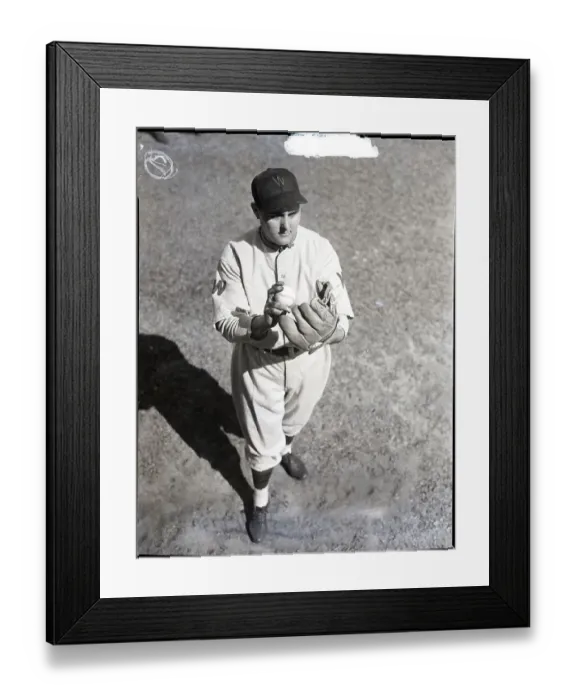 Framed Print : Emil Leonard Standing W / Ball & Glove Framed Print : Emil Leonard Standing W / Ball & Glove