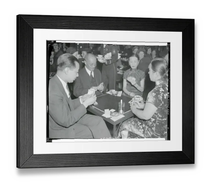 Framed Print : Chinese Officials Relaxing With Deck of Cards Framed Print : Chinese Officials Relaxing With Deck of Cards