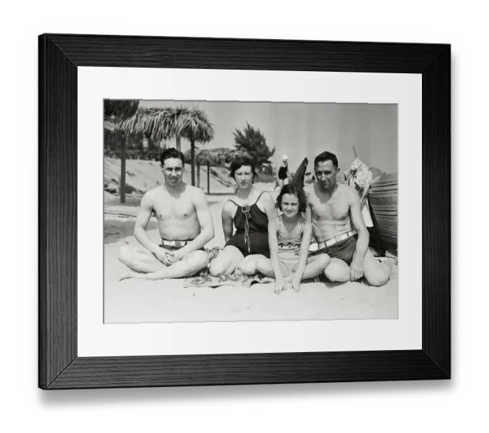 Framed Print : Baseball Favorite Bob Feller and family Members on Beach Framed Print : Baseball Favorite Bob Feller and family Members on Beach