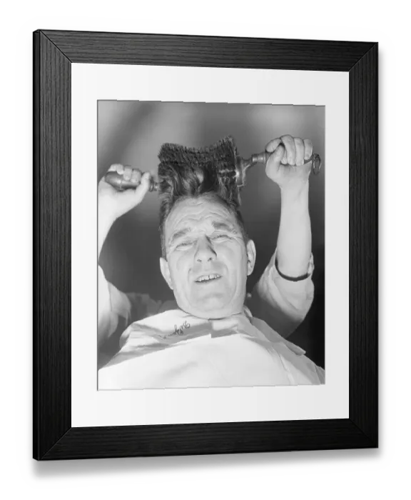 Framed Print : Barber Charles de Zemler Brushing Man's Hair Framed Print : Barber Charles de Zemler Brushing Man's Hair