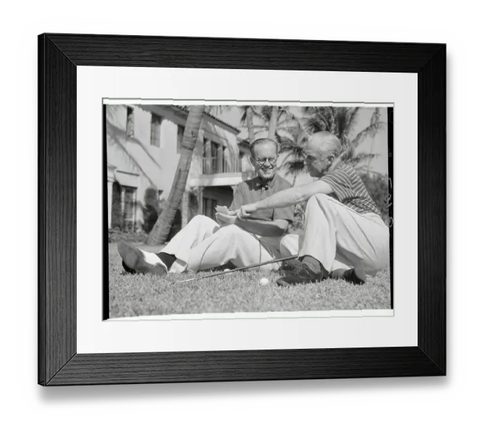 Framed Print : Joseph Patrick Kennedy and Friend Sitting on Lawn