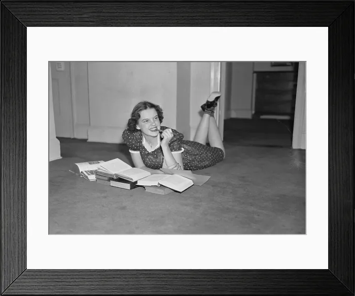 Framed Print : Judy Garland Lying on Floor Framed Print : Judy Garland Lying on Floor