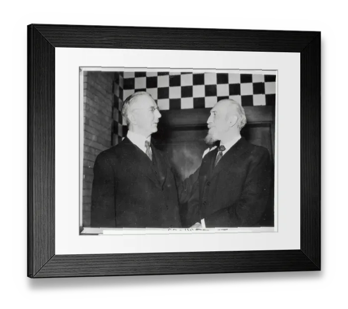 Framed Print : Hjalmar Schacht Shaking Hands with Montagu Norman Framed Print : Hjalmar Schacht Shaking Hands with Montagu Norman