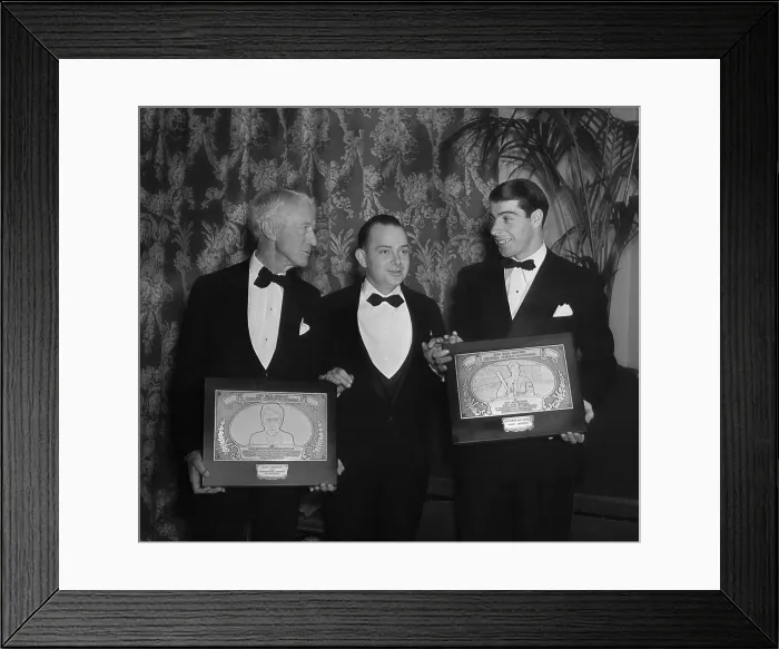 Framed Print : Joe DiMaggio Holding his Plaque Framed Print : Joe DiMaggio Holding his Plaque