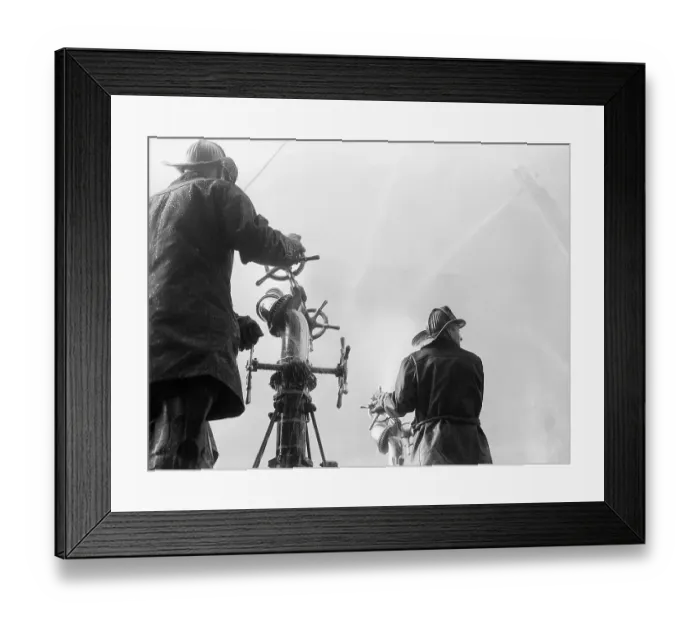 Framed Print : Firemen at Work Fighting a Fire Framed Print : Firemen at Work Fighting a Fire