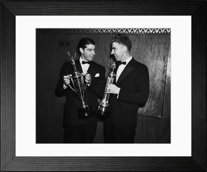 Framed Print : Joe DiMaggio and Carl Hubbell Holding Their Trophies Framed Print : Joe DiMaggio and Carl Hubbell Holding Their Trophies