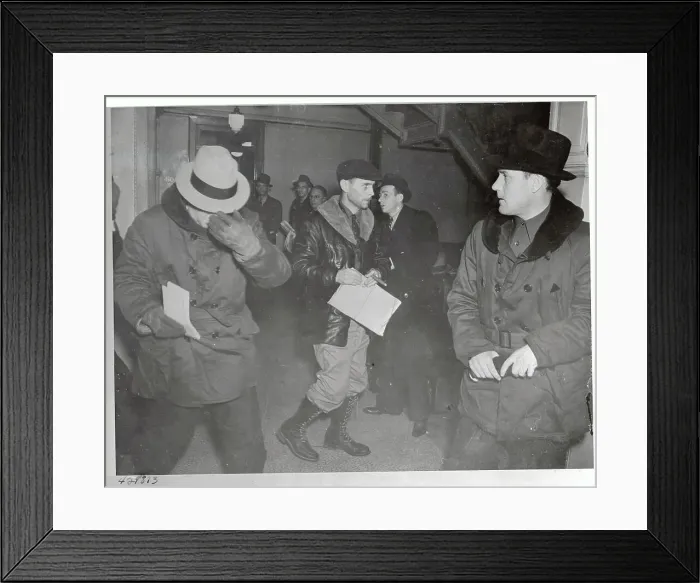 Framed Print : J. Edgar Hoover Covering Face as he Walks Framed Print : J. Edgar Hoover Covering Face as he Walks