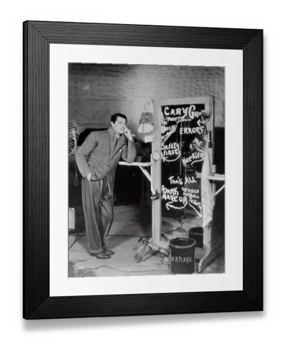 Framed Print : Cary Grant with Mirror from Prop Man Framed Print : Cary Grant with Mirror from Prop Man