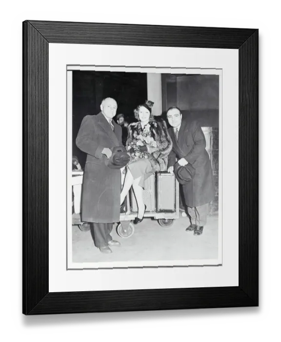 Framed Print : Cecil B. DeMille and Film Stars Posing Near Luggage Framed Print : Cecil B. DeMille and Film Stars Posing Near Luggage