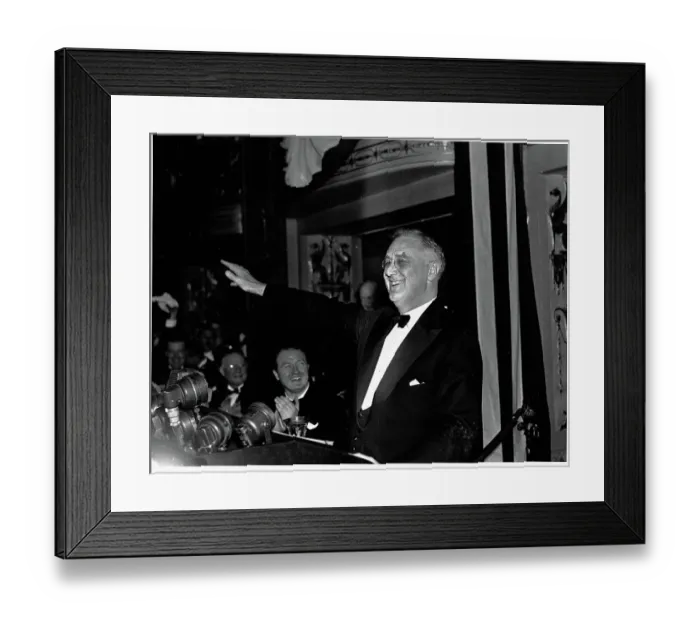 Framed Print : President Roosevelt Waving Framed Print : President Roosevelt Waving