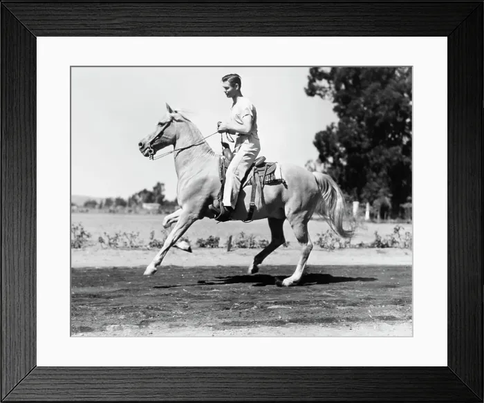 Framed Print : Clark Gable Riding a Horse Framed Print : Clark Gable Riding a Horse