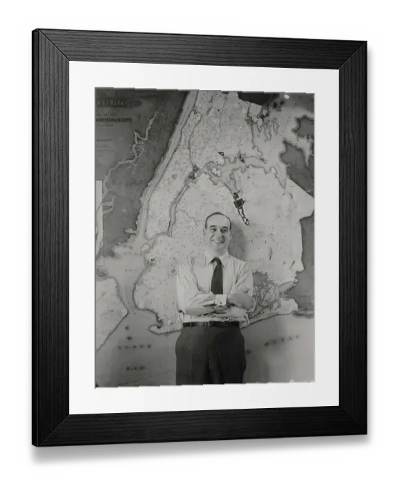 Framed Print : New York Park Commissioner Robert Moses Posing with Map