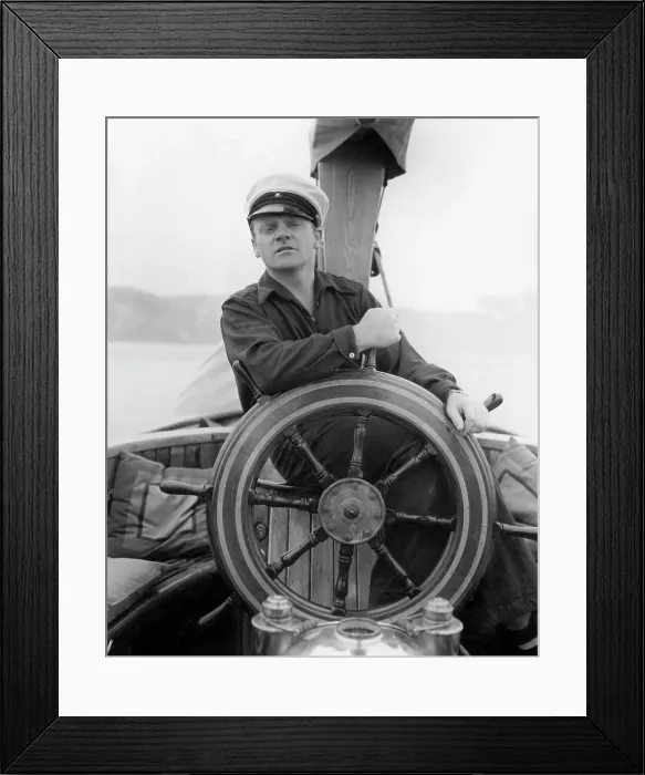 Framed Print : James Cagney at Wheel of Ship Framed Print : James Cagney at Wheel of Ship