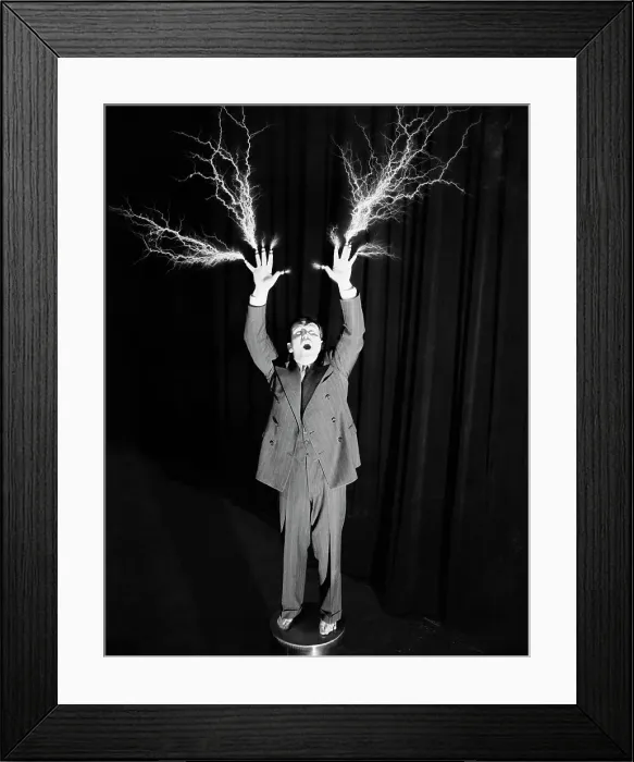 Framed Print : Rev. Irwin Moon Electrifiying Himself Framed Print : Rev. Irwin Moon Electrifiying Himself