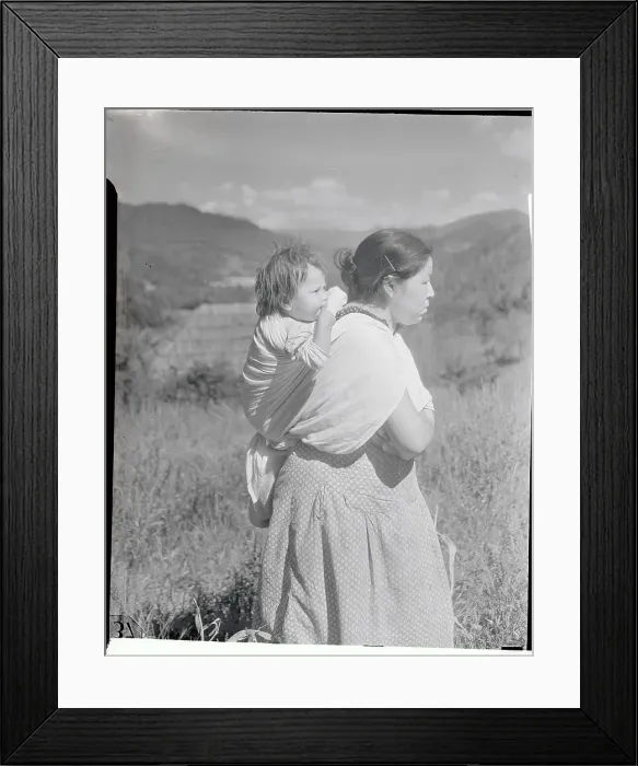 Framed Print : Native American Woman with a Baby