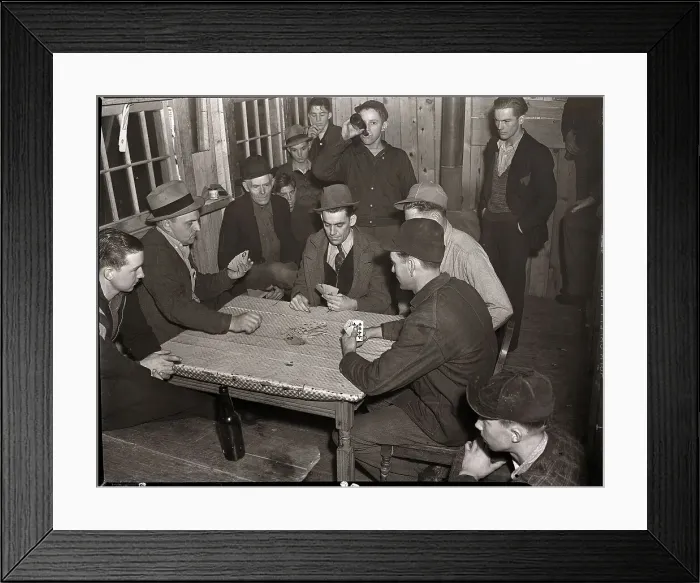 Framed Print : Men Seated at Table Playing Cards Framed Print : Men Seated at Table Playing Cards