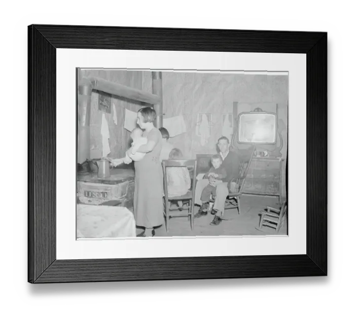 Framed Print : Family in Their One Room Home Framed Print : Family in Their One Room Home
