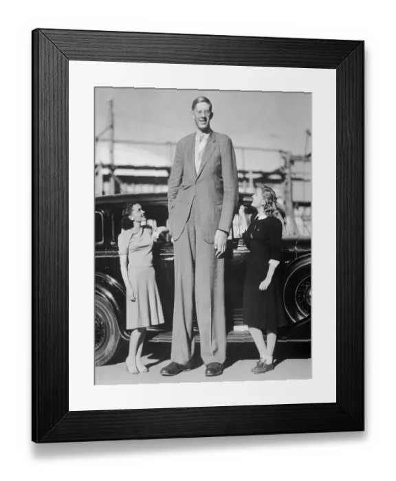 Framed Print : Giant Robert Wadlow with Actresses Framed Print : Giant Robert Wadlow with Actresses