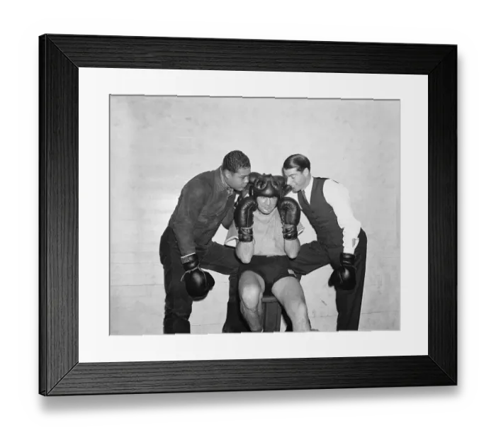 Framed Print : Boxer Getting Earful From Joe Louis and Joe DiMaggio Framed Print : Boxer Getting Earful From Joe Louis and Joe DiMaggio