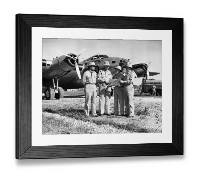 Framed Print : Officers Standing in Front of B-15 Bomber