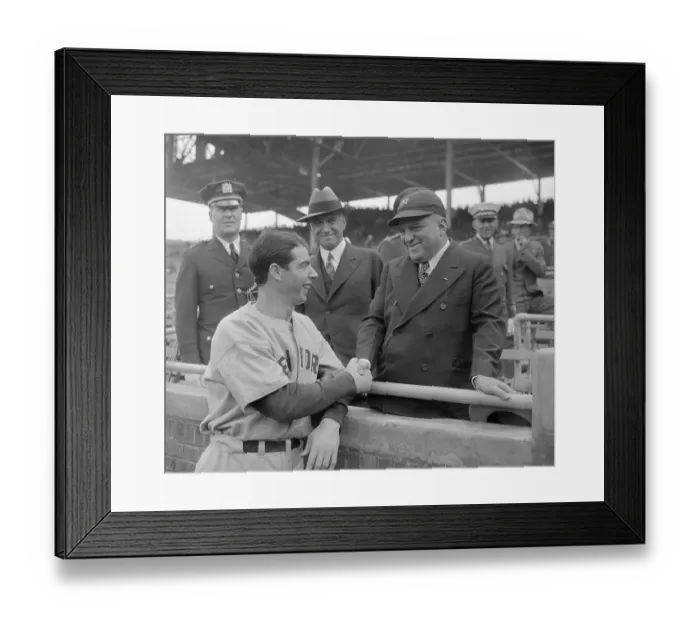 Framed Print : Joe DiMaggio Chatting with Mayor La Guardia Framed Print : Joe DiMaggio Chatting with Mayor La Guardia