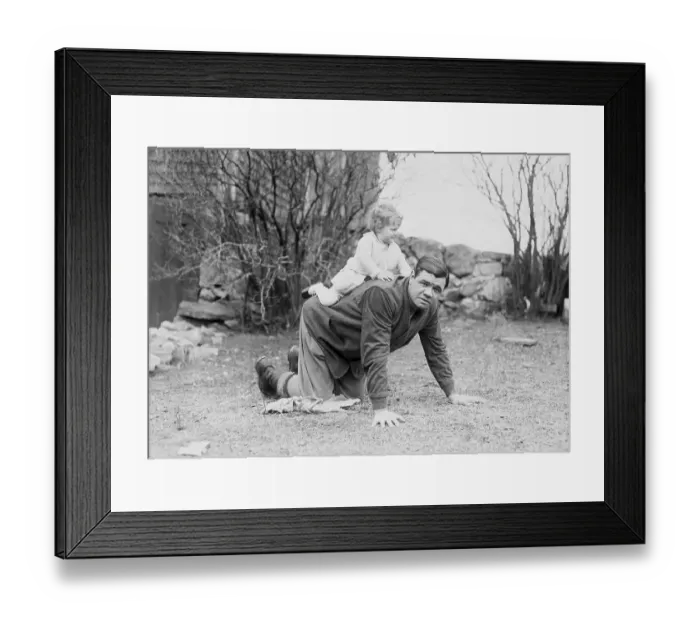 Framed Print : Dorothy Ruth Riding Babe Ruth's Back Framed Print : Dorothy Ruth Riding Babe Ruth's Back