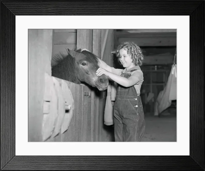 Framed Print : Shirley Temple Petting Her Pony Framed Print : Shirley Temple Petting Her Pony