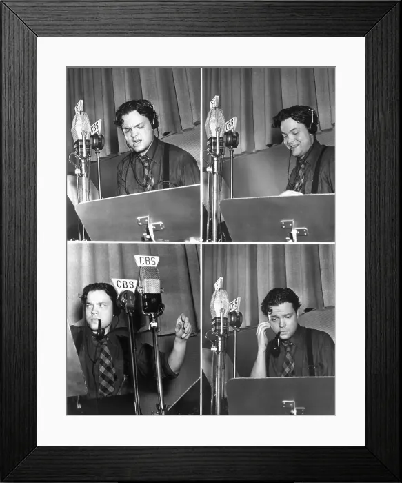 Framed Print : Orson Welles Broadcasting for CBS Framed Print : Orson Welles Broadcasting for CBS