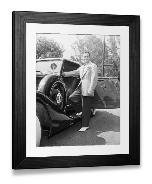 Framed Print : Nattily Dressed Bob Hope with His Car
