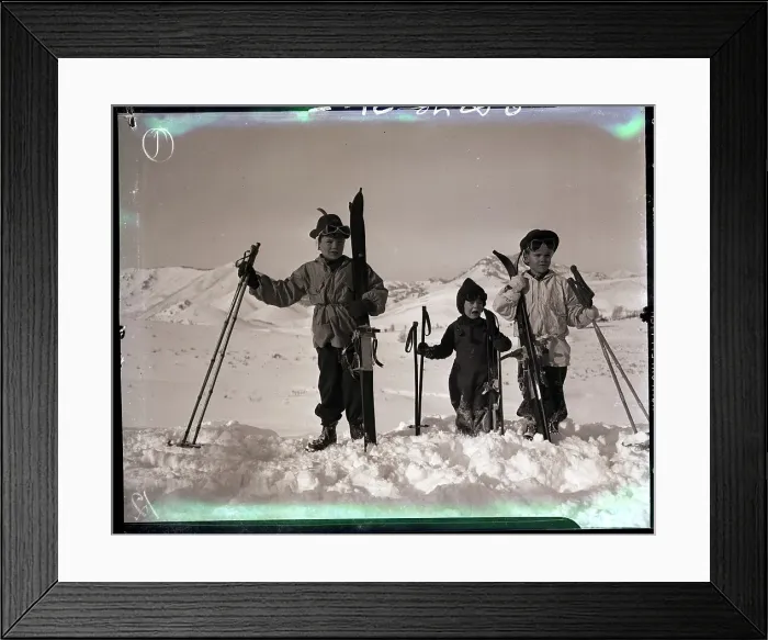 Framed Print : Children on Skis