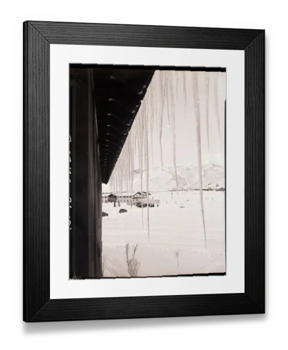 Framed Print : Long Icicles Hanging from Eaves Framed Print : Long Icicles Hanging from Eaves